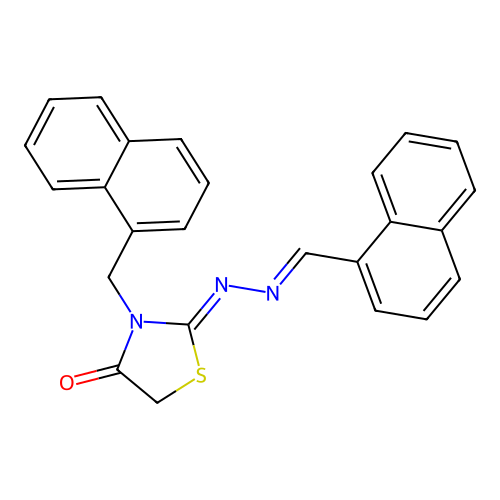 (Z)-3-(naphthalen-1-ylmethyl)-2-((E)-(naphthalen-1-ylmethylene)hydrazono)thiazolidin-4-one structure