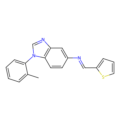 1-(2-methylphenyl)-N-[(E)-thiophen-2-ylmethylidene]-1H-benzimidazol-5-amine structure
