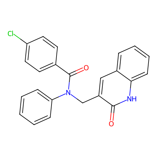 4-chloro-N-[(2-oxo-1H-quinolin-3-yl)methyl]-N-phenylbenzamide structure