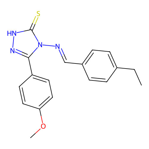 (E)-4-((4-ethylbenzylidene)amino)-5-(4-methoxyphenyl)-4H-1,2,4-triazole-3-thiol structure