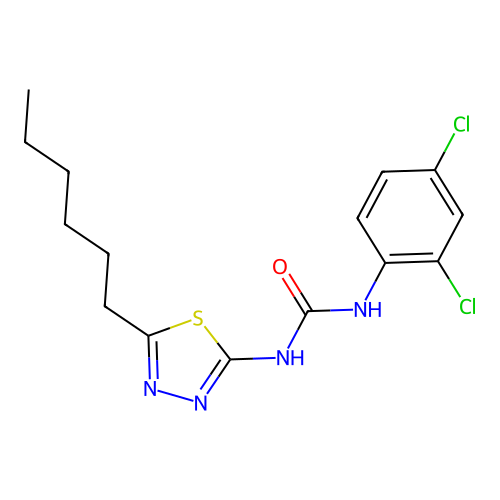 1-(2,4-Dichlorophenyl)-3-(5-hexyl-1,3,4-thiadiazol-2-yl)urea structure