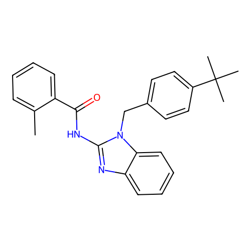 N-[1-(4-tert-butylbenzyl)-1H-benzimidazol-2-yl]-2-methylbenzamide structure