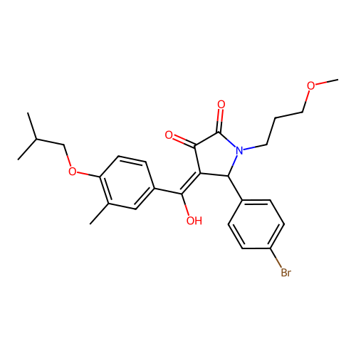 (4E)-5-(4-bromophenyl)-4-[hydroxy-[3-methyl-4-(2-methylpropoxy)phenyl]methylidene]-1-(3-methoxypropyl)pyrrolidine-2,3-dione structure