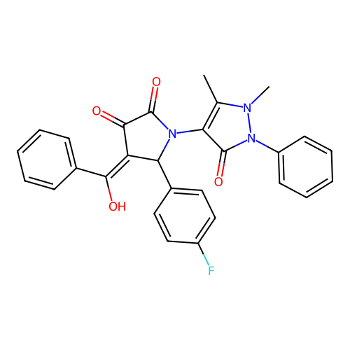 (4E)-1-(1,5-dimethyl-3-oxo-2-phenyl-2,3-dihydro-1H-pyrazol-4-yl)-5-(4-fluorophenyl)-4-[hydroxy(phenyl)methylidene]pyrrolidine-2,3-dione structure