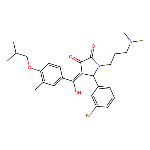 (4E)-5-(3-bromophenyl)-1-[3-(dimethylamino)propyl]-4-[hydroxy-[3-methyl-4-(2-methylpropoxy)phenyl]methylidene]pyrrolidine-2,3-dione structure