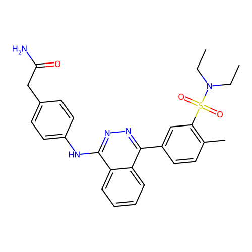 2-[4-({4-[3-(diethylsulfamoyl)-4-methylphenyl]phthalazin-1-yl}amino)phenyl]acetamide structure