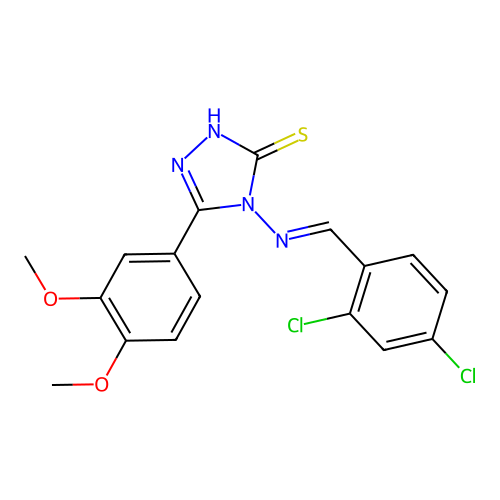 (E)-4-((2,4-dichlorobenzylidene)amino)-5-(3,4-dimethoxyphenyl)-4H-1,2,4-triazole-3-thiol structure