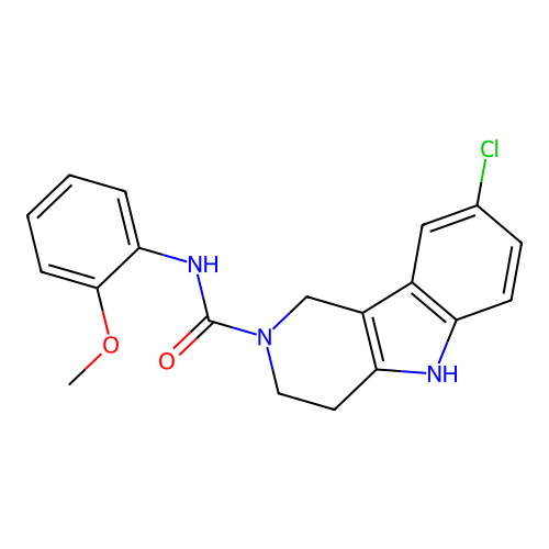 8-chloro-N-(2-methoxyphenyl)-1,3,4,5-tetrahydropyrido[4,3-b]indole-2-carboxamide structure