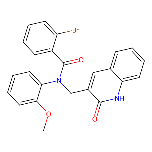 2-bromo-N-(2-methoxyphenyl)-N-[(2-oxo-1H-quinolin-3-yl)methyl]benzamide structure