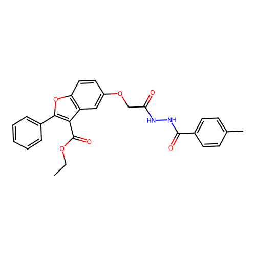 ethyl 5-(2-(2-(4-methylbenzoyl)hydrazinyl)-2-oxoethoxy)-2-phenylbenzofuran-3-carboxylate structure
