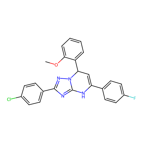 2-(4-chlorophenyl)-5-(4-fluorophenyl)-7-(2-methoxyphenyl)-1,7-dihydro-[1,2,4]triazolo[1,5-a]pyrimidine structure