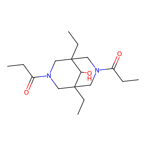 1,1'-(1,5-diethyl-9-hydroxy-3,7-diazabicyclo[3.3.1]nonane-3,7-diyl)dipropan-1-one structure