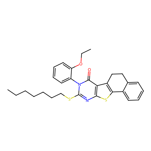 8-(2-ethoxyphenyl)-9-(heptylsulfanyl)-5,8-dihydronaphtho[2',1':4,5]thieno[2,3-d]pyrimidin-7(6H)-one structure
