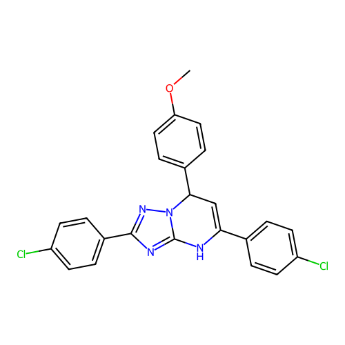 2,5-bis(4-chlorophenyl)-7-(4-methoxyphenyl)-1,7-dihydro-[1,2,4]triazolo[1,5-a]pyrimidine structure