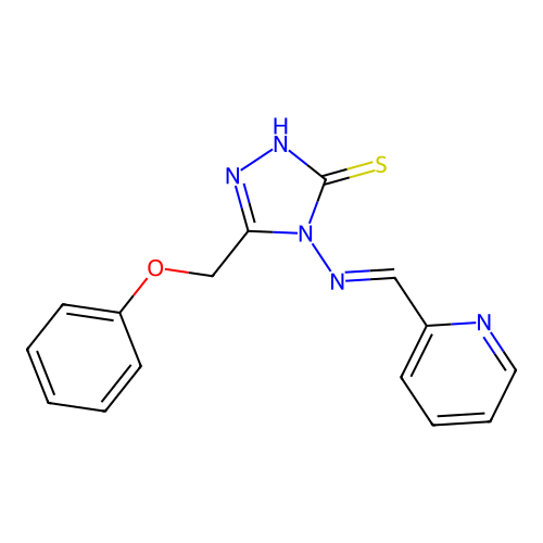 5-(phenoxymethyl)-4-[(2-pyridinylmethylene)amino]-4H-1,2,4-triazole-3-thiol structure