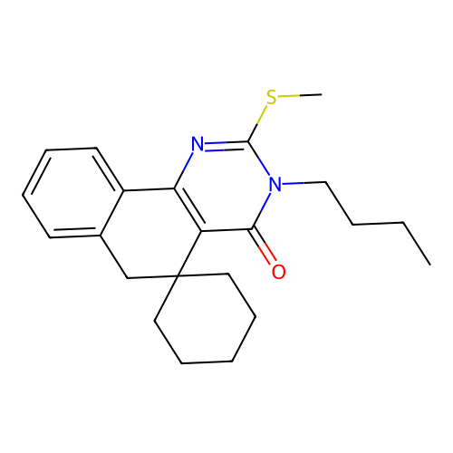 3-butyl-2-(methylsulfanyl)-3H-spiro[benzo[h]quinazoline-5,1'-cyclohexan]-4(6H)-one structure