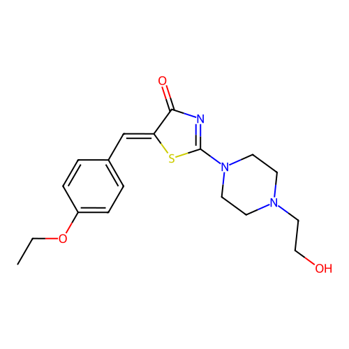(5Z)-5-(4-ethoxybenzylidene)-2-[4-(2-hydroxyethyl)piperazin-1-yl]-1,3-thiazol-4(5H)-one structure