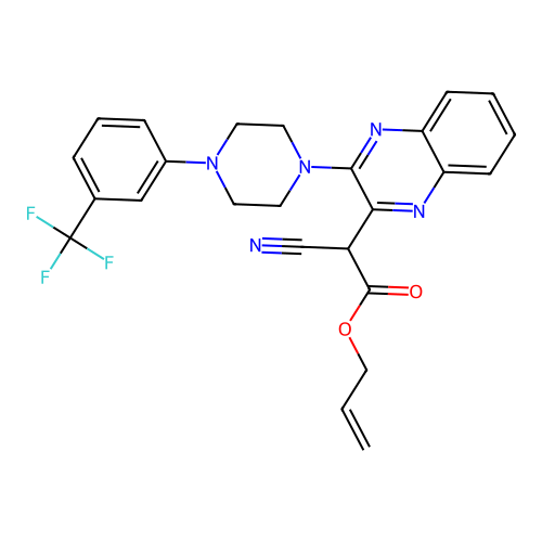 Prop-2-enyl 2-cyano-2-[3-[4-[3-(trifluoromethyl)phenyl]piperazin-1-yl]quinoxalin-2-yl]acetate structure