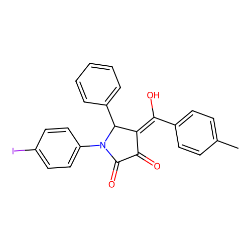 (4E)-4-[hydroxy(4-methylphenyl)methylidene]-1-(4-iodophenyl)-5-phenylpyrrolidine-2,3-dione structure