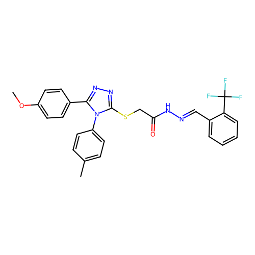 2-{[5-(4-methoxyphenyl)-4-(4-methylphenyl)-4H-1,2,4-triazol-3-yl]sulfanyl}-N'-{(E)-[2-(trifluoromethyl)phenyl]methylidene}acetohydrazide structure