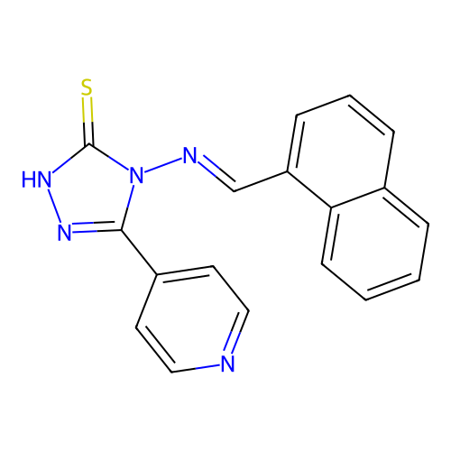 4-{[(E)-1-naphthylmethylidene]amino}-5-(4-pyridinyl)-4H-1,2,4-triazole-3-thiol structure