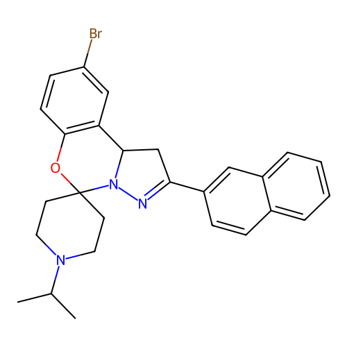 9'-bromo-2'-(naphthalen-2-yl)-1-(propan-2-yl)-1',10b'-dihydrospiro[piperidine-4,5'-pyrazolo[1,5-c][1,3]benzoxazine] structure