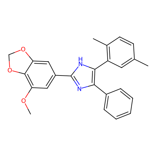 4-(2,5-dimethylphenyl)-2-(7-methoxy-1,3-benzodioxol-5-yl)-5-phenyl-1H-imidazole structure