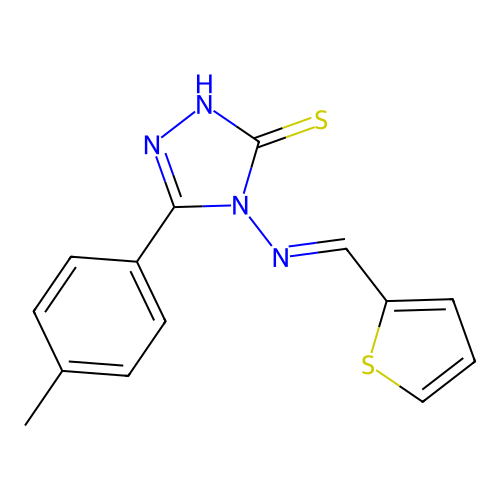 5-(4-Methylphenyl)-4-((2-thienylmethylene)amino)-4H-1,2,4-triazole-3-thiol structure