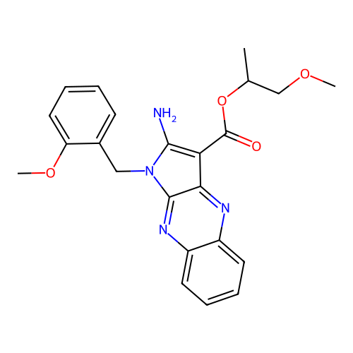 1-methoxypropan-2-yl 2-amino-1-(2-methoxybenzyl)-1H-pyrrolo[2,3-b]quinoxaline-3-carboxylate structure