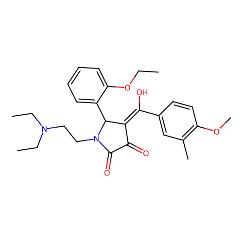 (4E)-1-(2-diethylaminoethyl)-5-(2-ethoxyphenyl)-4-[hydroxy-(4-methoxy-3-methylphenyl)methylidene]pyrrolidine-2,3-dione structure