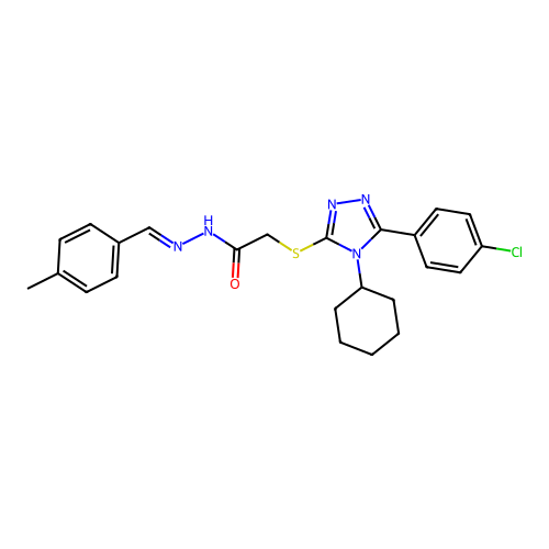 2-{[5-(4-chlorophenyl)-4-cyclohexyl-4H-1,2,4-triazol-3-yl]sulfanyl}-N'-[(E)-(4-methylphenyl)methylidene]acetohydrazide structure