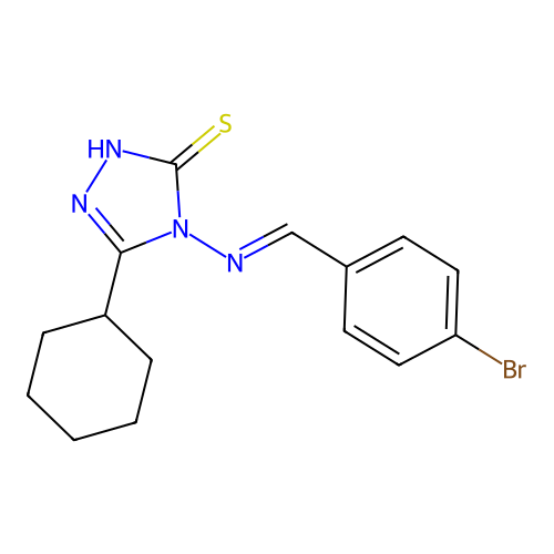 4-((4-Bromobenzylidene)amino)-5-cyclohexyl-4H-1,2,4-triazol-3-YL hydrosulfide structure