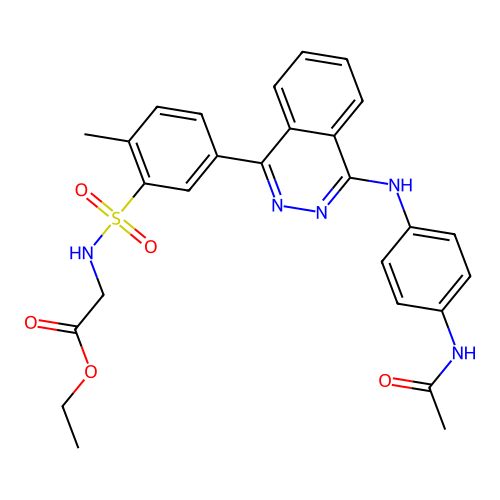 ethyl 2-(5-(4-((4-acetamidophenyl)amino)phthalazin-1-yl)-2-methylphenylsulfonamido)acetate structure
