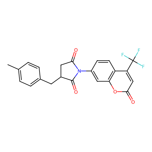 3-(4-methylbenzyl)-1-[2-oxo-4-(trifluoromethyl)-2H-chromen-7-yl]pyrrolidine-2,5-dione structure