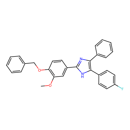 2-[4-(benzyloxy)-3-methoxyphenyl]-4-(4-fluorophenyl)-5-phenyl-1H-imidazole structure