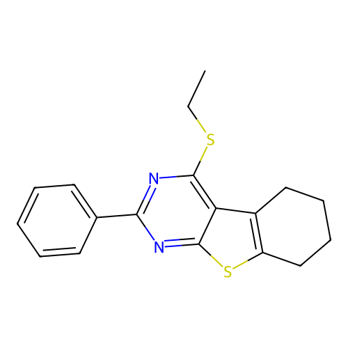 4-(Ethylsulfanyl)-2-phenyl-5,6,7,8-tetrahydro[1]benzothieno[2,3-d]pyrimidine structure