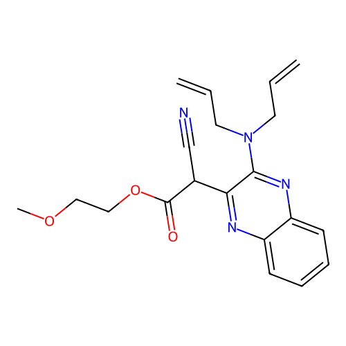 2-Methoxyethyl 2-[3-[bis(prop-2-enyl)amino]quinoxalin-2-yl]-2-cyanoacetate structure