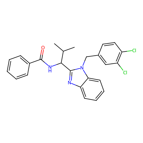 N-{1-[1-(3,4-dichlorobenzyl)-1H-benzimidazol-2-yl]-2-methylpropyl}benzamide structure