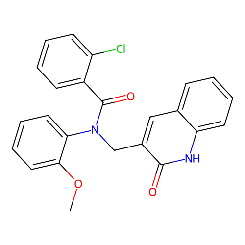 2-chloro-N-(2-methoxyphenyl)-N-[(2-oxo-1,2-dihydroquinolin-3-yl)methyl]benzamide structure
