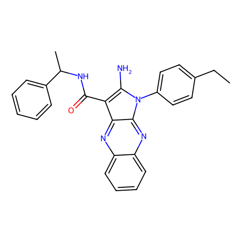 2-amino-1-(4-ethylphenyl)-N-(1-phenylethyl)-1H-pyrrolo[2,3-b]quinoxaline-3-carboxamide structure