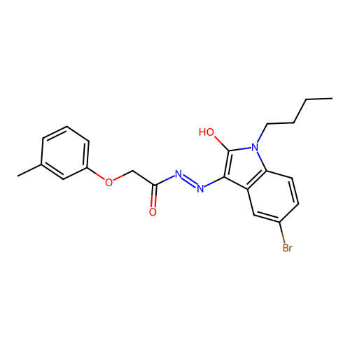 (Z)-N'-(5-bromo-1-butyl-2-oxoindolin-3-ylidene)-2-(m-tolyloxy)acetohydrazide structure