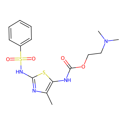 (2-Benzenesulfonylamino-4-methylthiazol-5-yl)carbamic acid 2-dimethylaminoethyl ester structure