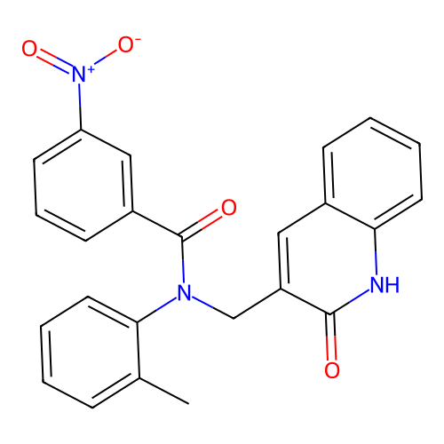 N-(2-methylphenyl)-3-nitro-N-[(2-oxo-1,2-dihydroquinolin-3-yl)methyl]benzamide structure