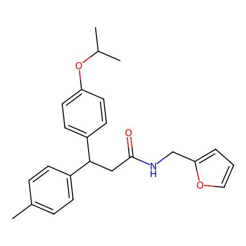 N-(2-furylmethyl)-3-(4-isopropoxyphenyl)-3-(4-methylphenyl)propanamide structure