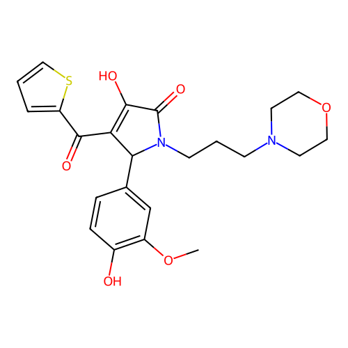 3-hydroxy-5-(4-hydroxy-3-methoxyphenyl)-1-(3-morpholinopropyl)-4-(thiophene-2-carbonyl)-1H-pyrrol-2(5H)-one structure