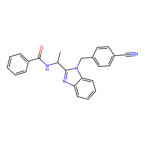 N-{1-[1-(4-cyanobenzyl)-1H-benzimidazol-2-yl]ethyl}benzamide structure