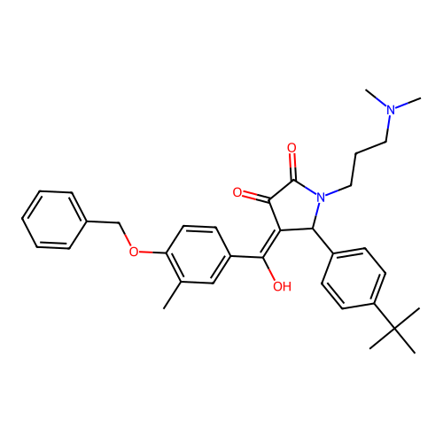 (4E)-5-(4-tert-butylphenyl)-1-[3-(dimethylamino)propyl]-4-[hydroxy-(3-methyl-4-phenylmethoxyphenyl)methylidene]pyrrolidine-2,3-dione structure