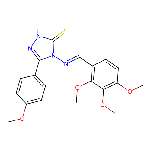 (E)-5-(4-methoxyphenyl)-4-((2,3,4-trimethoxybenzylidene)amino)-4H-1,2,4-triazole-3-thiol structure