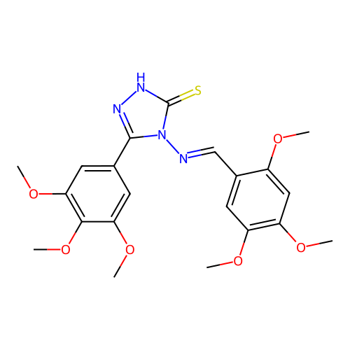 (E)-4-((2,4,5-trimethoxybenzylidene)amino)-5-(3,4,5-trimethoxyphenyl)-4H-1,2,4-triazole-3-thiol structure