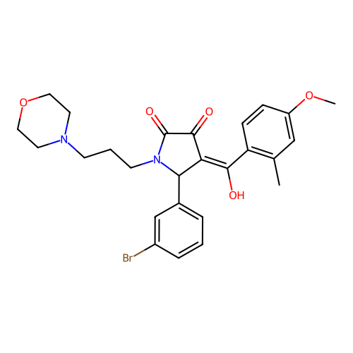 (4E)-5-(3-bromophenyl)-4-[hydroxy-(4-methoxy-2-methylphenyl)methylidene]-1-(3-morpholin-4-ylpropyl)pyrrolidine-2,3-dione structure